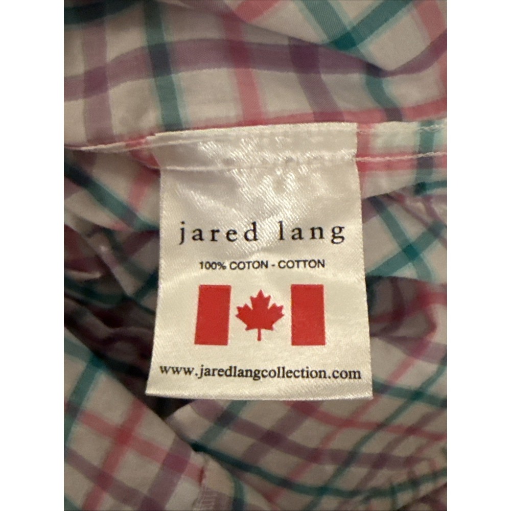 Jared Lang Tessuta Italiano Shirt Men's XL Multicolor Plaid Short Sleeve Preppy - Picture 7 of 8